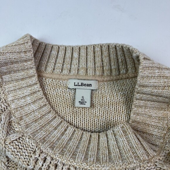 LL Bean Sweater Small fisherman Cable Knit marled costal cabincore - Picture 6 of 10